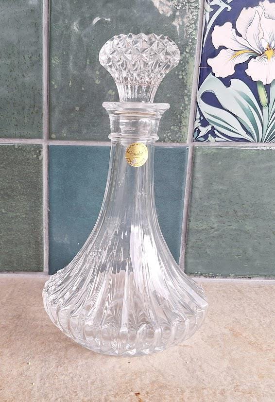 Vintage French Lead Crystal Decanter with Stopper | 24% Lead Crystal | Elegant Barware Gift | Collectible Crystal Bottle