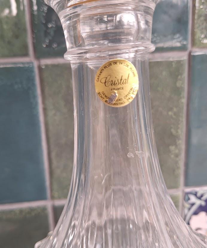 Vintage French Lead Crystal Decanter with Stopper | 24% Lead Crystal | Elegant Barware Gift | Collectible Crystal Bottle
