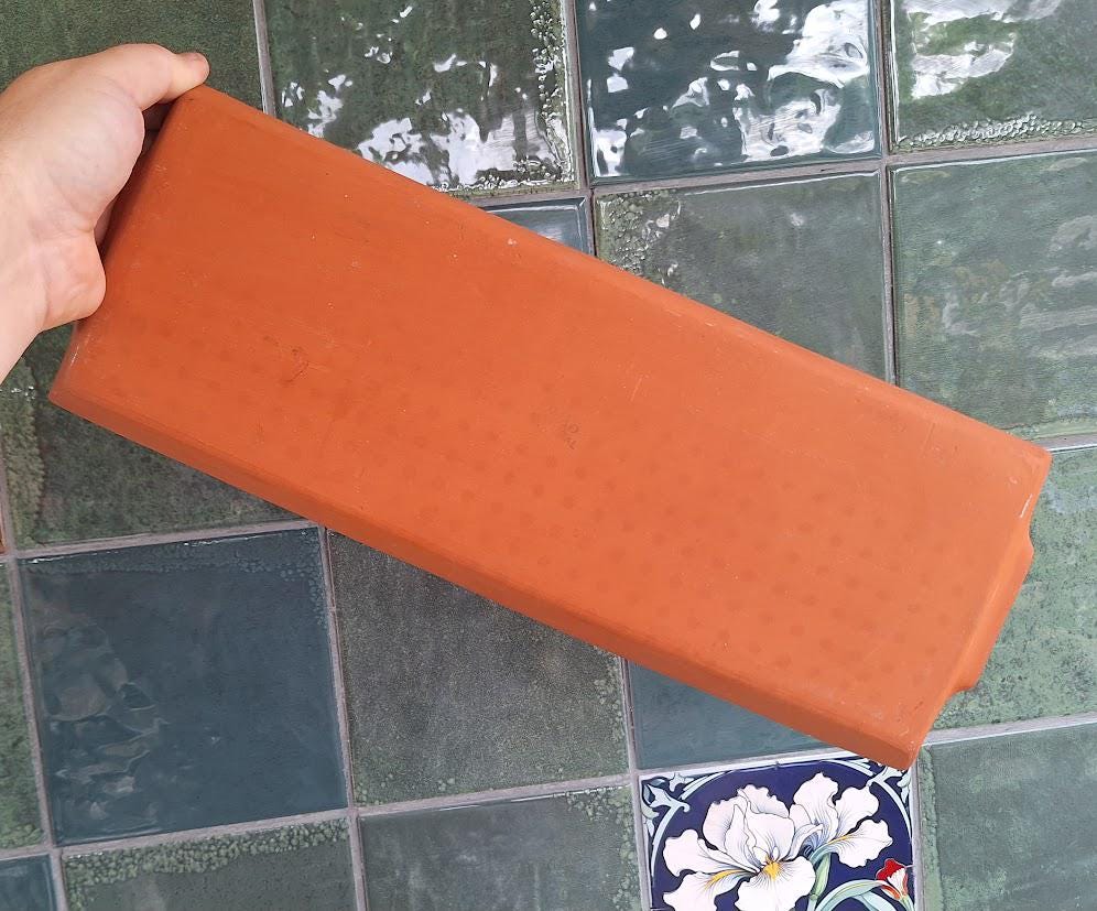 Hand-Painted Terracotta Rectangular Ceramic Serving Tray  Floral Lavender Design