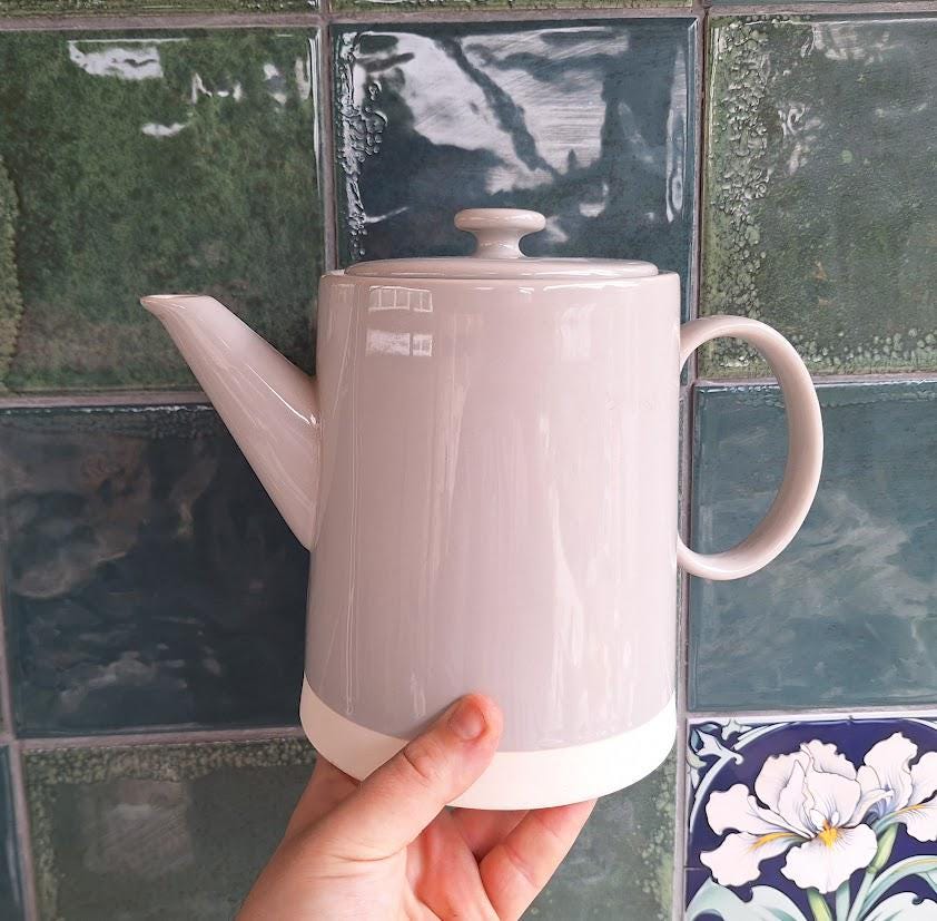 Minimalist Stoneware Coffee Pot  Modern Scandinavian Style in Soft Grey and White
