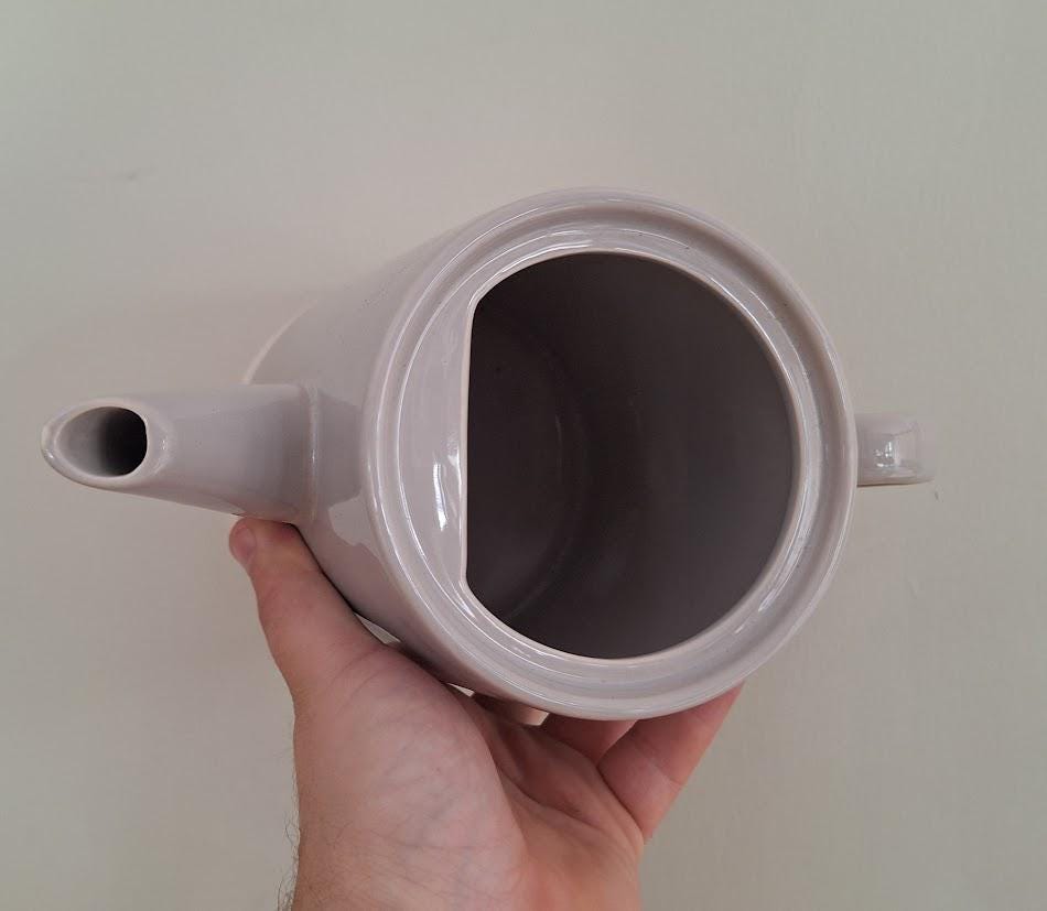 Minimalist Stoneware Coffee Pot  Modern Scandinavian Style in Soft Grey and White