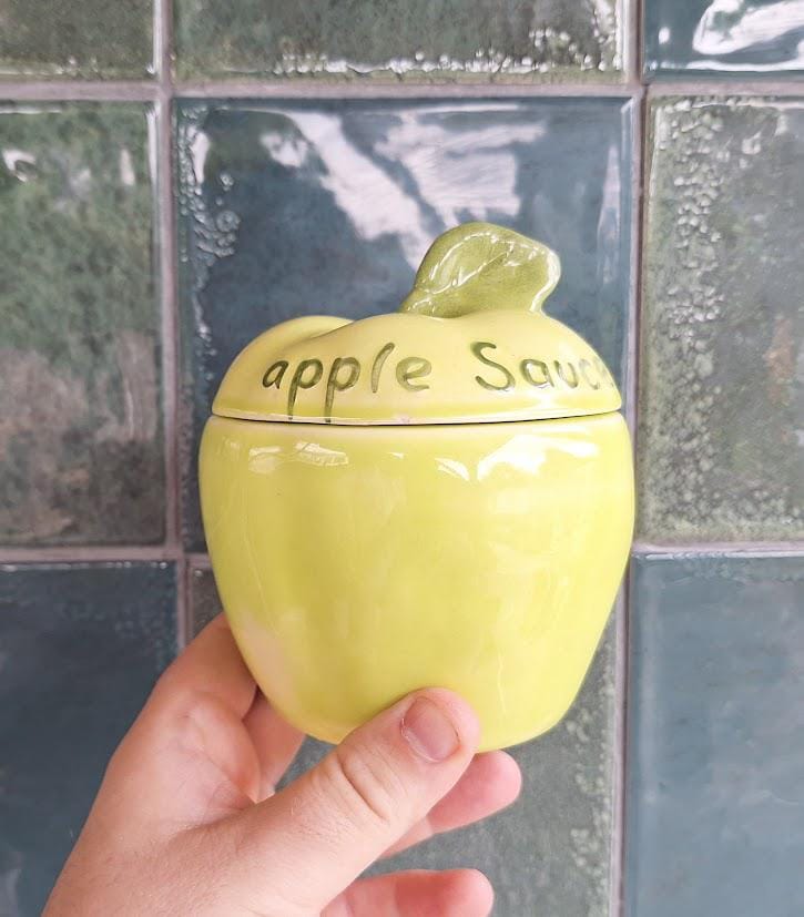 Vintage Royal Norfolk Apple Sauce Pot with Lid  Apple Shaped Ceramic Storage Jar  Novelty Fruit Kitchen Decor  Retro Apple Sauce Dish