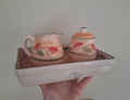 Vintage A and P Ware Hand-Painted Ceramic Cream & Sugar Set with Tray  Leaf Motif, Microwave and Dishwasher Safe