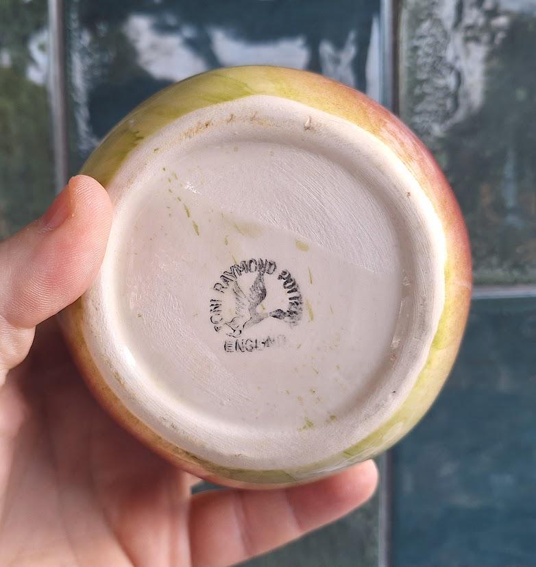 Vintage Tom Raymond Pottery Apple Sauce Jar with EPNS Spoon