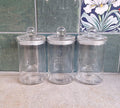 Vintage Glass Storage Jars Set of 3 Clear Kitchen Canisters With Lids Pantry Storage Apothecary Style Jars