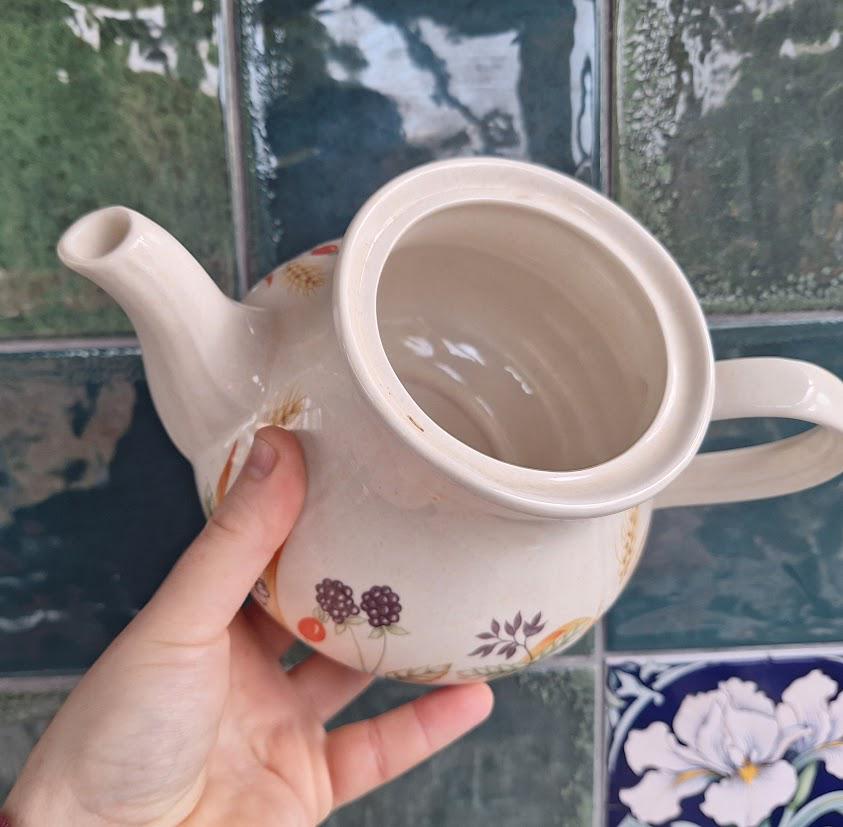 Vintage Churchill England Teapot  Floral Berry Staffordshire Ceramic Cottagecore Kitchen Decor