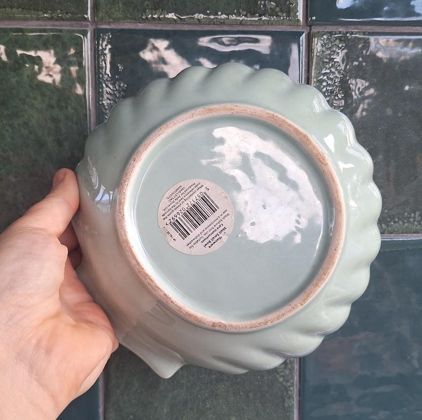 Vintage Pale Green Ceramic Shell Dish  Scallop Bowl Coastal Decor Serving Dish