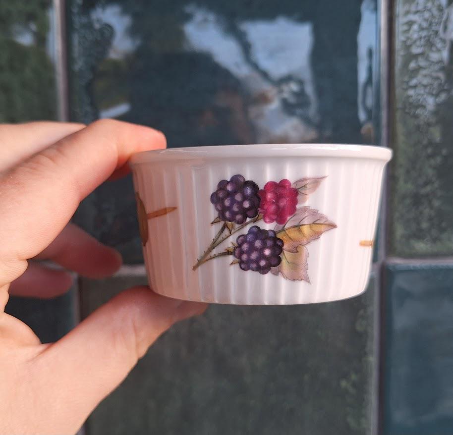 Set of 6 Vintage Royal Worcester Evesham Ramekins, Oven to Tableware Dishes, Fine Porcelain Baking Pots, English Kitchenware
