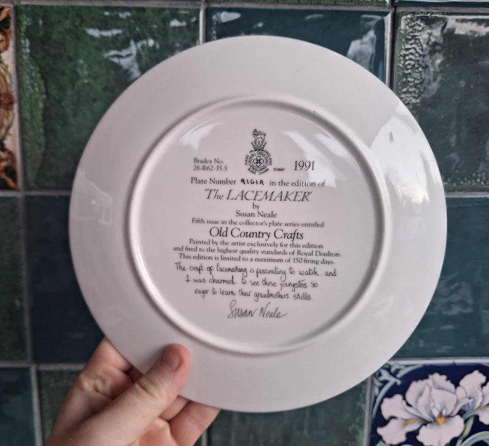 Royal Doulton The Lacemaker 1991 Susan Neale Collector Plate Old Country Crafts Vintage Decorative Wall Plate