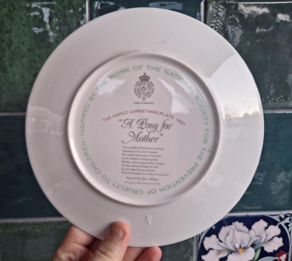 NSPCC A Posy for Mother 1991 Christmas Collector Plate Kate Aldous Vintage Decorative Wall Plate England