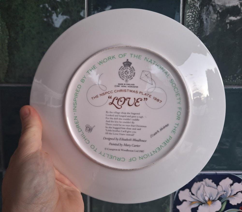 NSPCC Love 1987 Christmas Plate Mary Carter Vintage Collector Decorative Wall Plate England