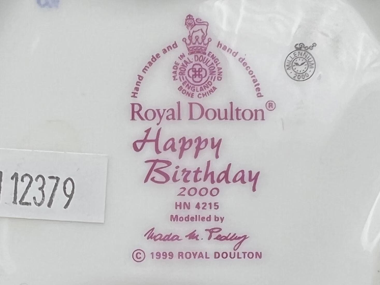 Royal Doulton Happy Birthday 2000 Figurine HN4215, Pink Dress Lady Figure, Nada Pedley Design