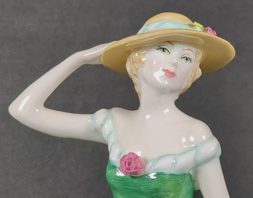Royal Doulton Emily Figurine HN4093, Pretty Ladies New, Green & White Dress Figure, Nada Pedley Design