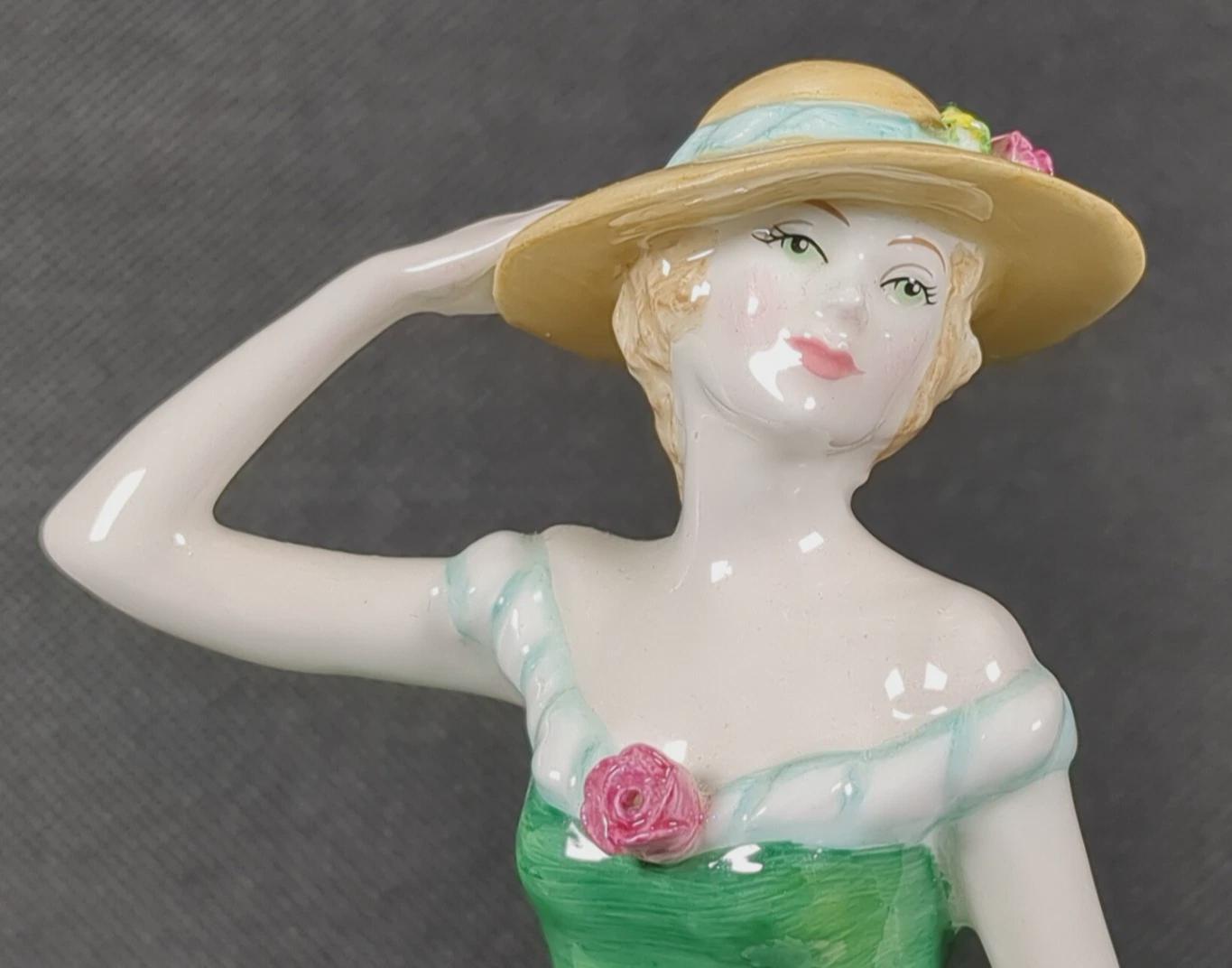 Royal Doulton Emily Figurine HN4093, Pretty Ladies New, Green & White Dress Figure, Nada Pedley Design