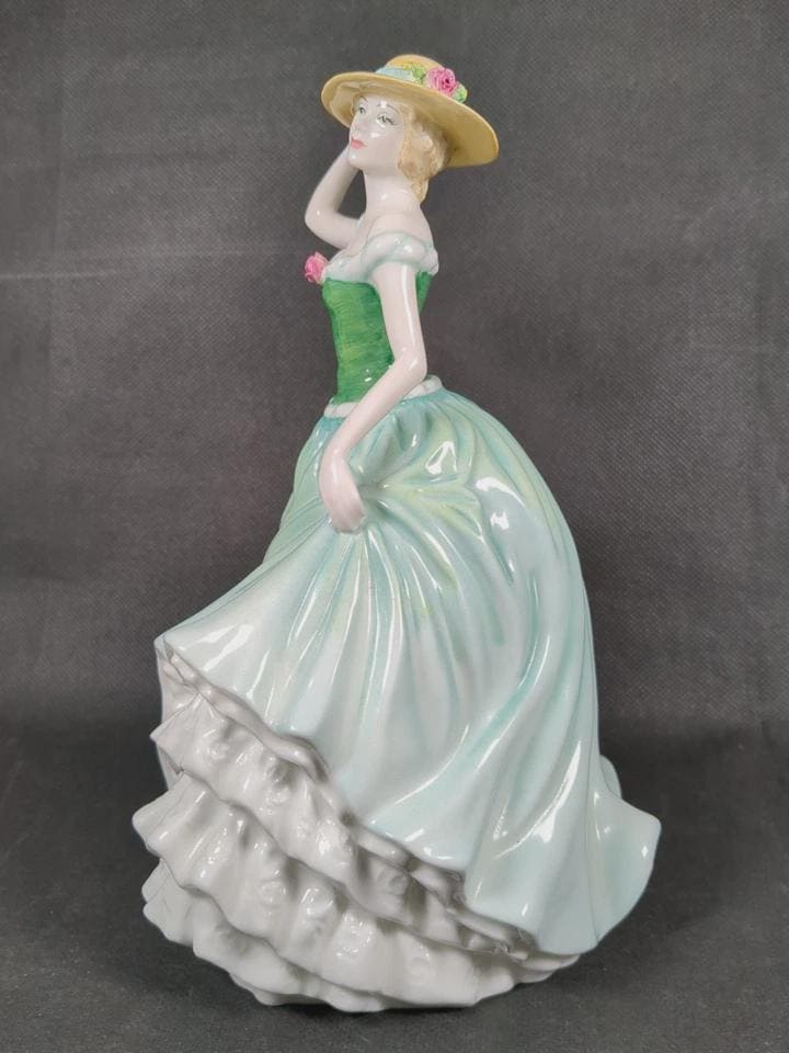 Royal Doulton Emily Figurine HN4093, Pretty Ladies New, Green & White Dress Figure, Nada Pedley Design