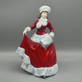 Royal Doulton Pretty Ladies Winter Figurine HN5314, Red & White Fur Trim Dress, Bone China Lady Figure