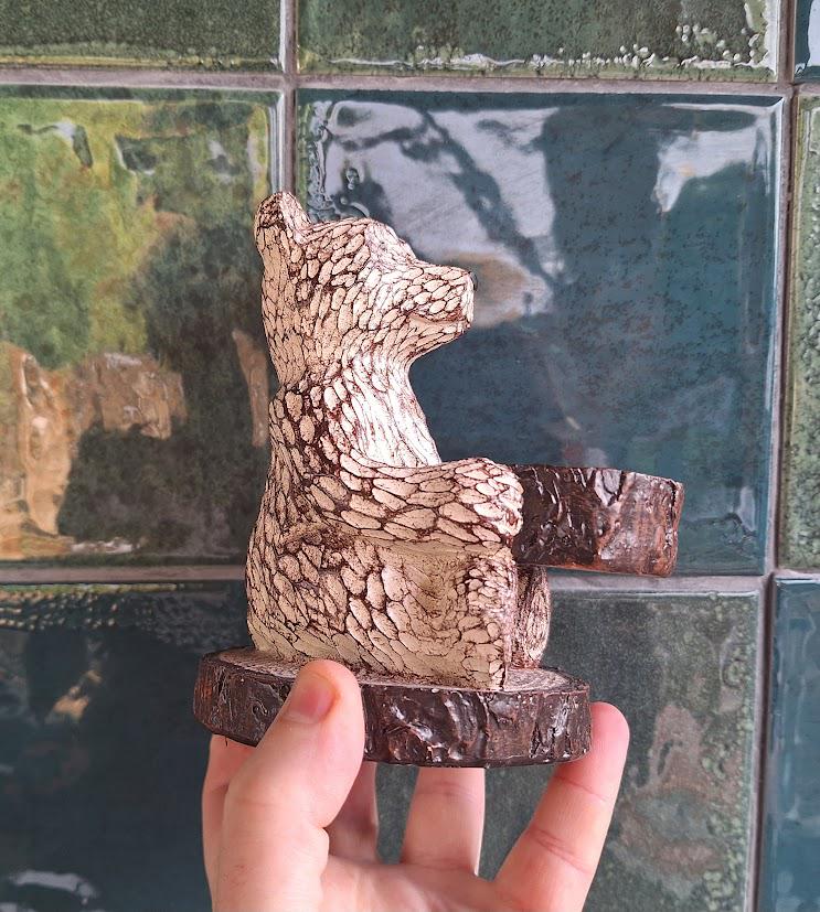 Vintage Bear Ornament Tea Light Holder Resin Wood Effect Rustic Woodland Decor Cabin Style Candle Holder