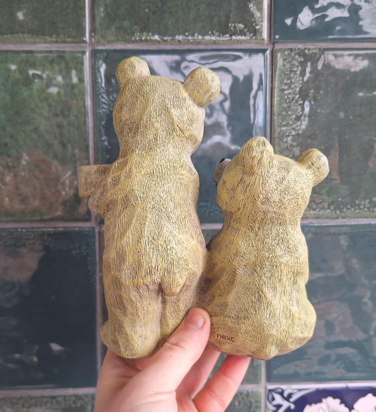 Next Bear Tealight Holder Woodland Resin Bears Ornament Rustic Wood Effect Candle Holder Cabin Decor