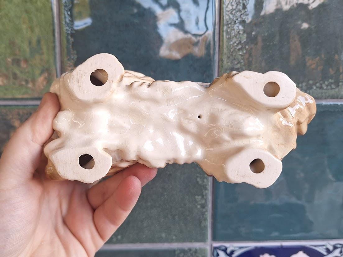 Vintage Coopercraft Style Ceramic Dog Figurine, Long Haired Pekinese Ornament, Gloss Glazed Spaniel Figure, Retro Dog Decor