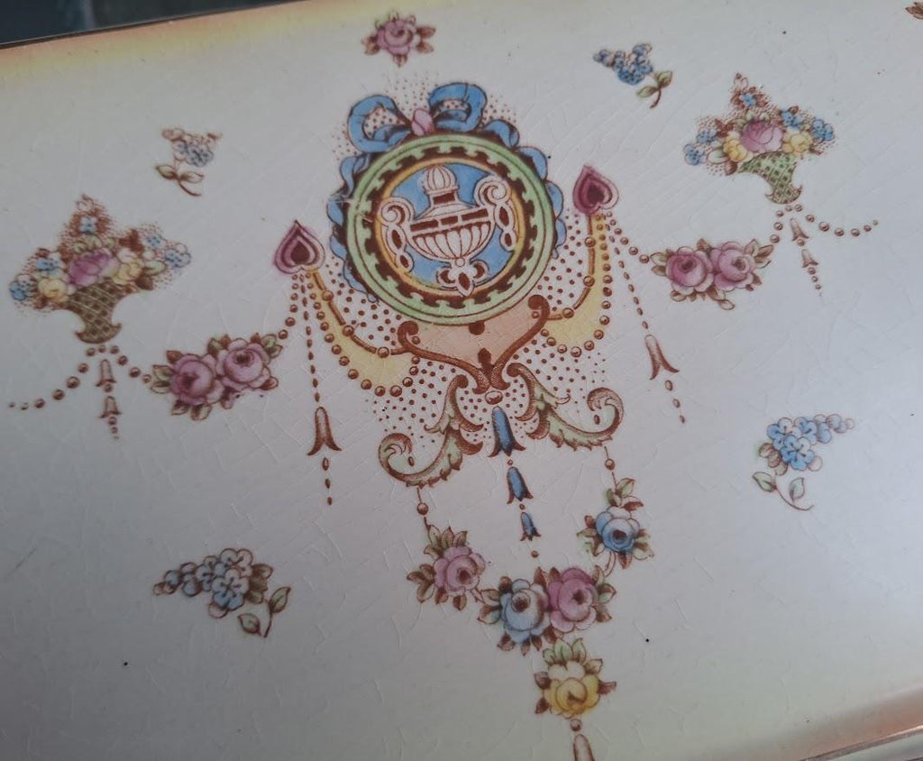 Vintage Crown Devon Serving Tray / Sandwich Plate, Lyre Pattern, 1930s40s, Floral Rectangular Dish, Fieldings England