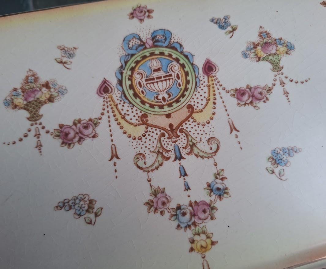 Vintage Crown Devon Serving Tray / Sandwich Plate, Lyre Pattern, 1930s40s, Floral Rectangular Dish, Fieldings England