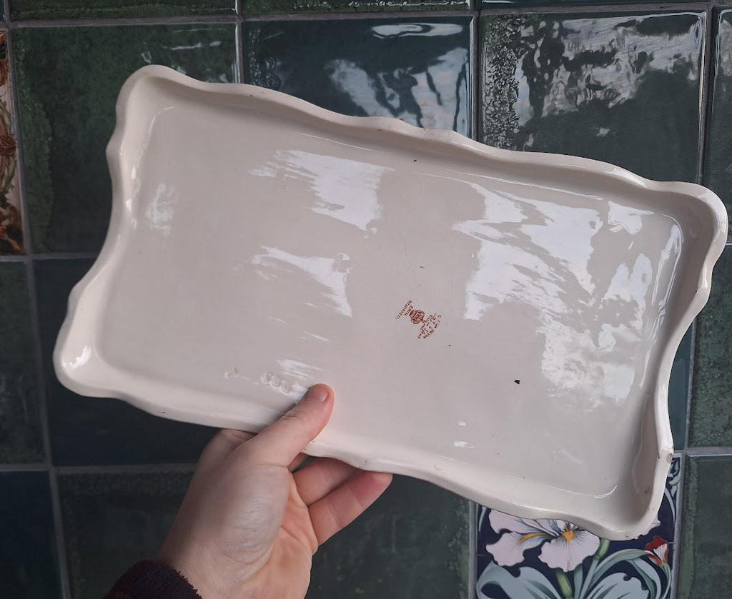 Vintage Crown Devon Serving Tray / Sandwich Plate, Lyre Pattern, 1930s40s, Floral Rectangular Dish, Fieldings England