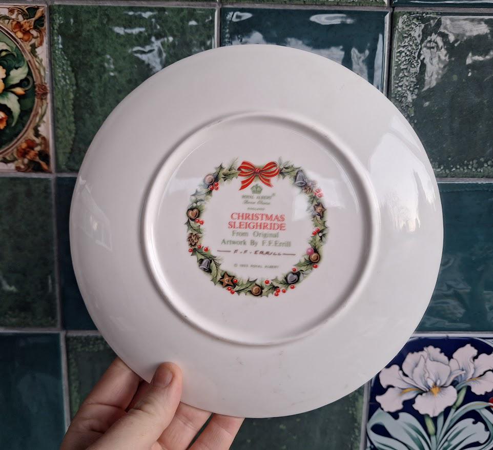 Vintage Royal Albert “Christmas Sleigh Ride Collector Plate Bone China England 1983 F.F. Errill Winter Scene Boxed Christmas Plate