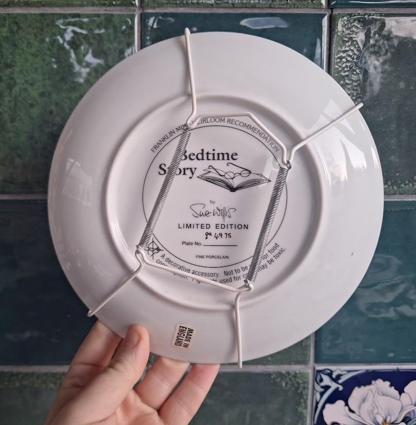 Vintage Franklin Mint “Bedtime Story Sue Willis Collector Plate Limited Edition Fine Porcelain Teddy Bear Cat Nursery Decor Plate