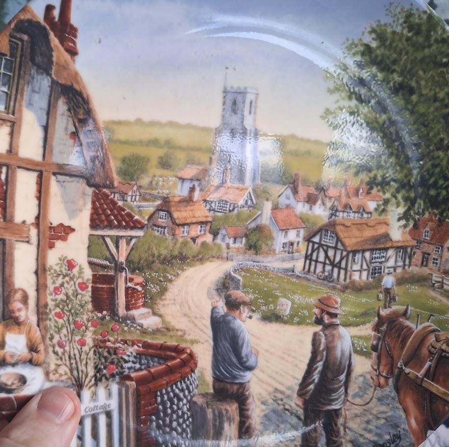 Royal Doulton Rose Cottage 1991 Collector Plate Mick Bensley Village Scene Decorative Wall Plate Vintage England