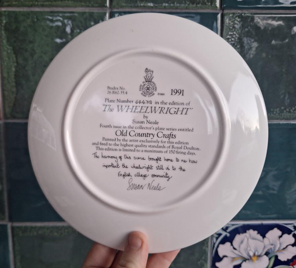 Royal Doulton The Wheelwright 1991 Susan Neale Collector Plate Old Country Crafts Vintage Decorative Wall Plate