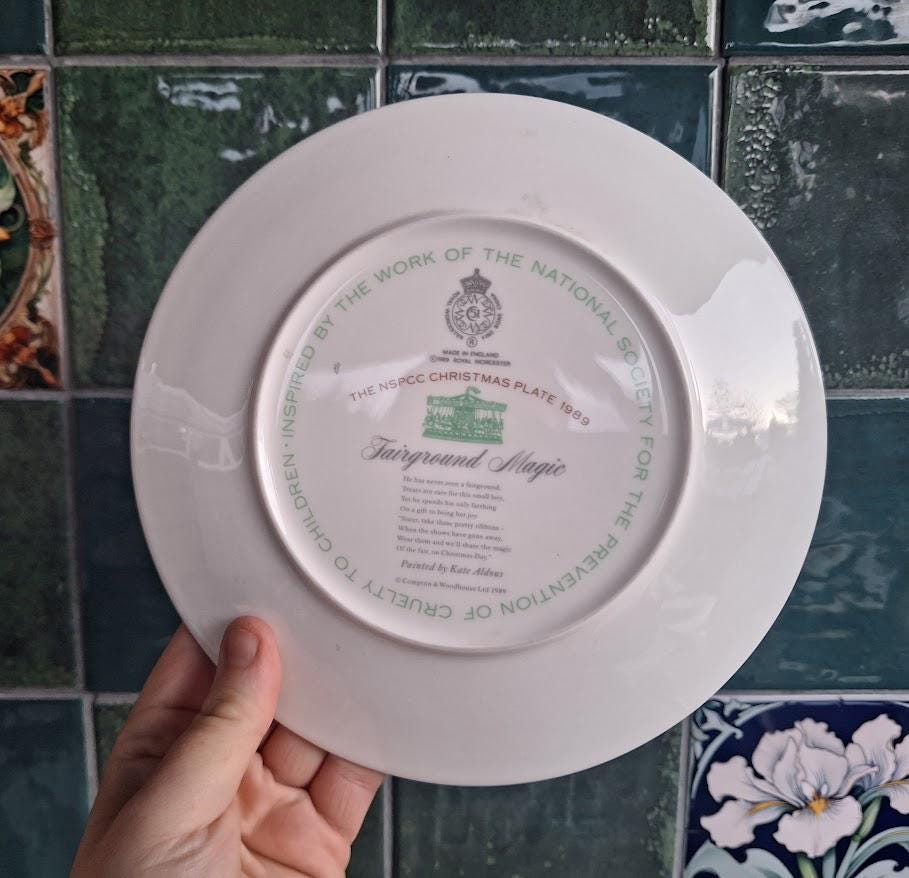 NSPCC Fairground Magic 1989 Christmas Plate Kate Aldous Vintage Collector Decorative Wall Plate England