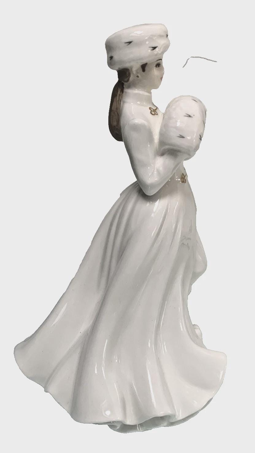Royal Doulton A Winters Morn Figurine HN4622, Limited Edition White & Gold Figure, John Bromley Design