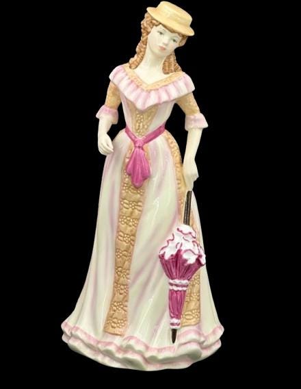 Royal Doulton Spring Figurine HN5321, Pretty Ladies Four Seasons, Pink Dress Lady with Parasol