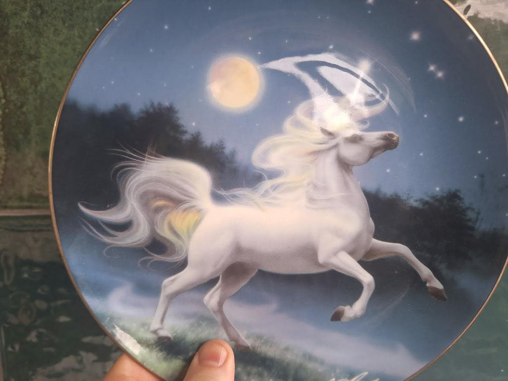 Royal Doulton Diamond Unicorn Plate by K K Reinert  Fine Bone China Fantasy Art