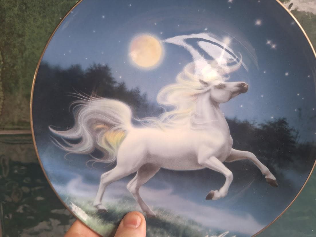 Royal Doulton Diamond Unicorn Plate by K K Reinert  Fine Bone China Fantasy Art