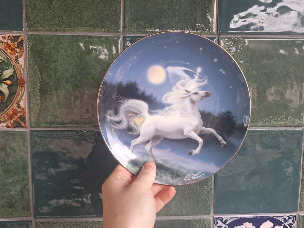 Royal Doulton Diamond Unicorn Plate by K K Reinert  Fine Bone China Fantasy Art