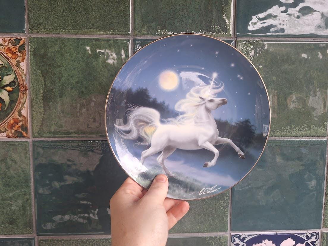 Royal Doulton Diamond Unicorn Plate by K K Reinert  Fine Bone China Fantasy Art