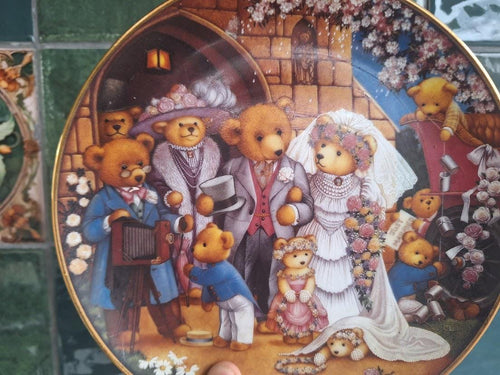 Franklin Mint Teddy Bear Wedding Plate: Cecil Aldin Fine Porcelain Collector Item