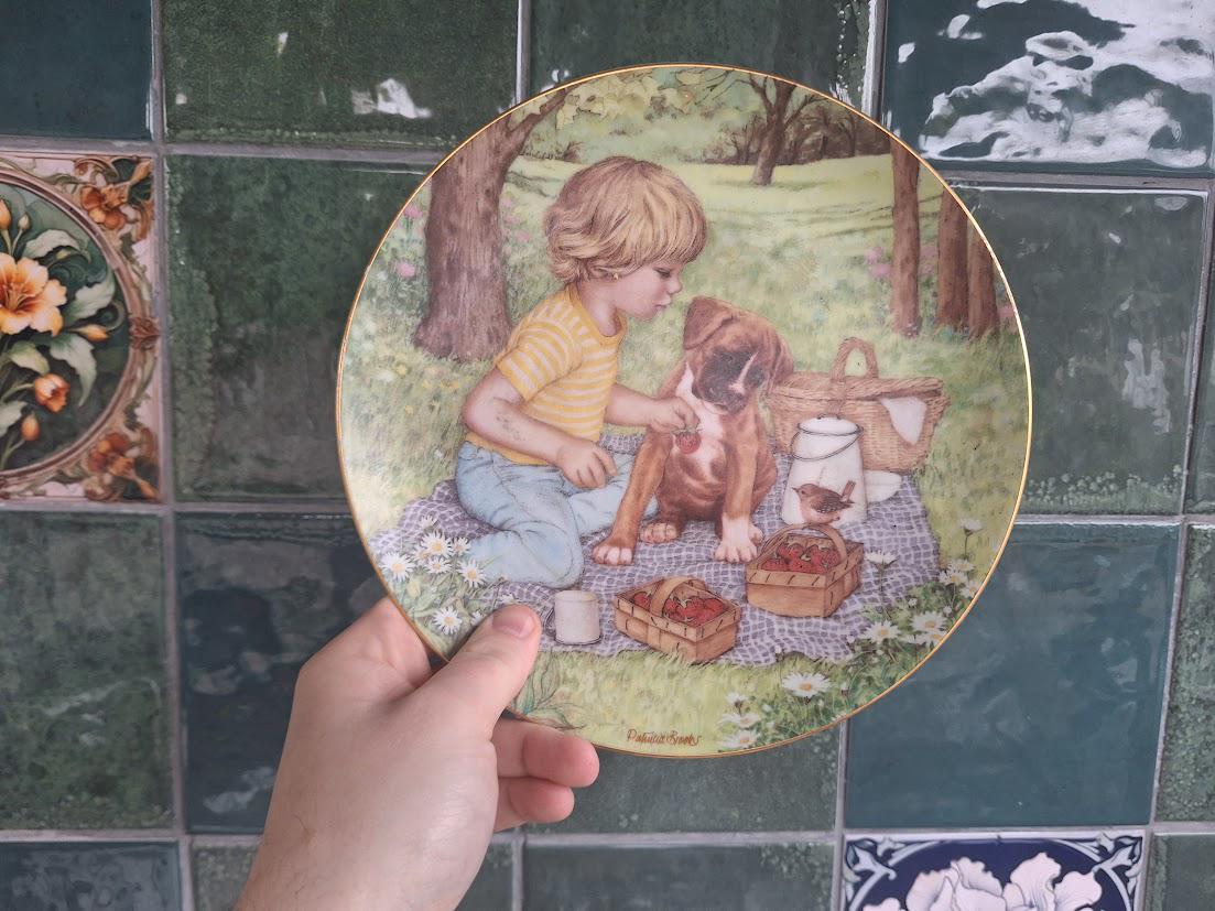 Picnic Pals Collector Plate: Patricia Brooks Boxer Puppy Childhood Chums (Limited Edition)