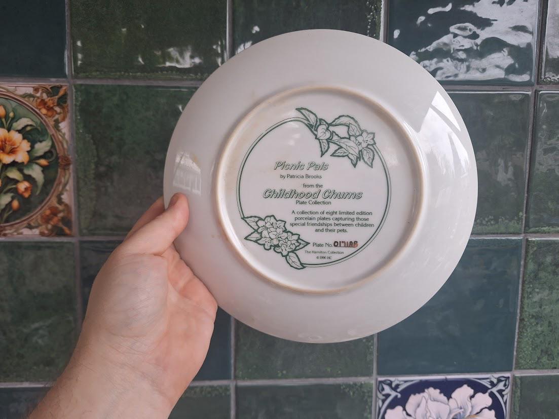 Picnic Pals Collector Plate: Patricia Brooks Boxer Puppy Childhood Chums (Limited Edition)