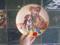 Cara Fleck "Caught In The Act" Beagle Puppy Teddy Bear Plate  Teddies Playmates Collection