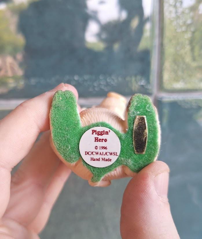 David Corbridge Piggin' Hero Figurine  1996 Handmade Collectible Pig Ornament