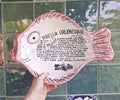 Large Italian Fish Platter with Paella Valenciana Recipe, Ceramic Serving Dish