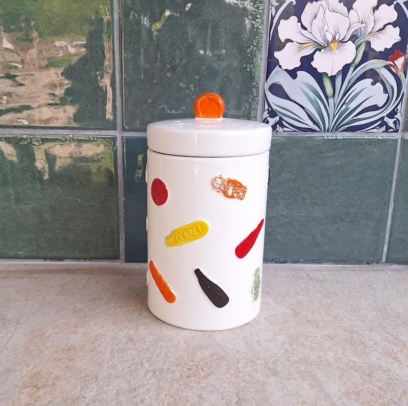 Vintage Masons Ironstone Sweet Jar: Liquorice Allsorts Candy Canister, Retro Kitchen Storage Pot
