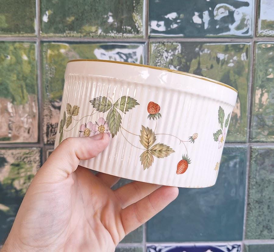 Vintage Wedgwood Wild Strawberry Serving Dish, Oven to Table Bowl, Made in England