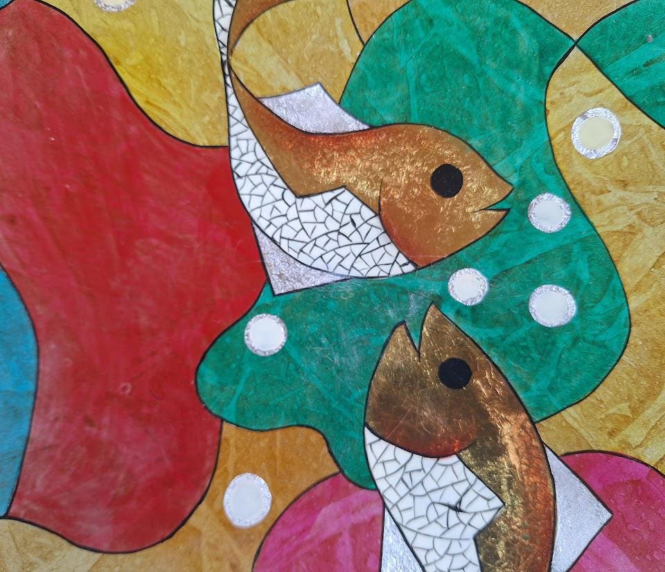 Retro Koi Fish Wall Plaques: 1970s Plastic Oriental Decor Mid Century Art