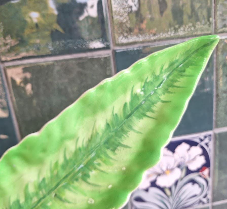 Vintage Carlton Ware Green Leaf Serving Dish, Tropical Ceramic Tray, Made in England