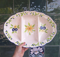 Hand Painted Ceramic Divided Platter: Olive Pattern Appetizer Dish Mediterranean Style