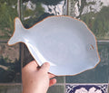 Blue Ceramic Fish Serving Dish, Coastal Nautical Seafood Platter, Beach House Decor