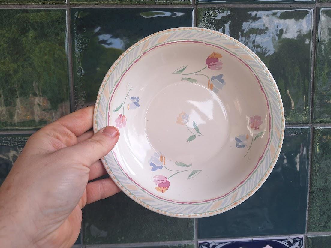 Vintage Floral Ceramic Wash Jug & Bowl Set Cottagecore Pitcher Basin Set Shabby Chic Decor